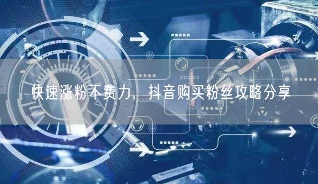 快速涨粉不费力，抖音购买粉丝攻略分享