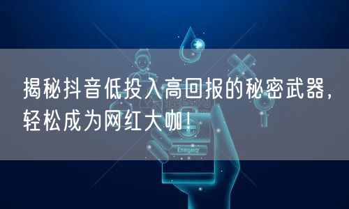 揭秘抖音低投入高回报的秘密武器，轻松成为网红大咖！