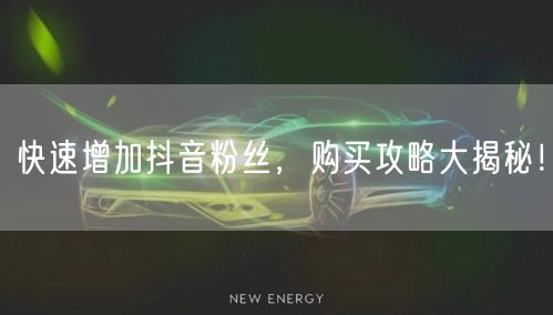 快速增加抖音粉丝，购买攻略大揭秘！
