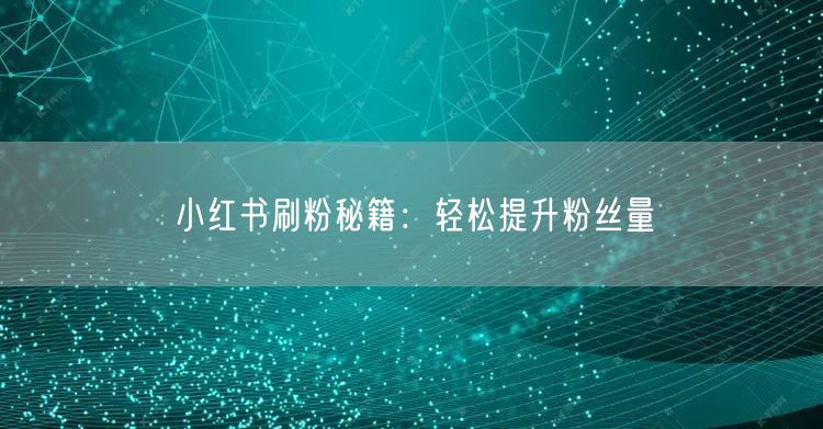 小红书刷粉秘籍：轻松提升粉丝量