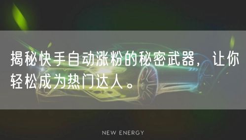 揭秘快手自动涨粉的秘密武器，让你轻松成为热门达人。