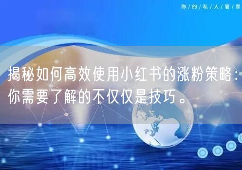 揭秘如何高效使用小红书的涨粉策略：你需要了解的不仅仅是技巧。