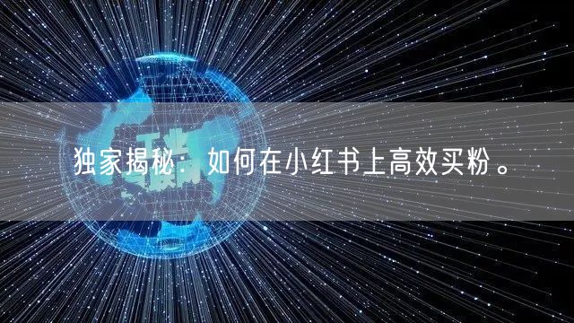 独家揭秘：如何在小红书上高效买粉。