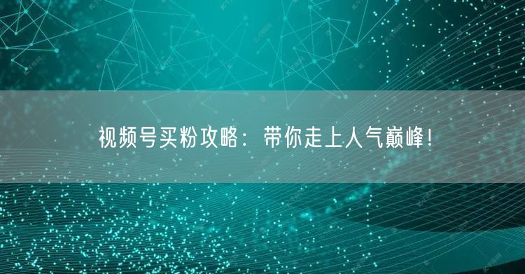 视频号买粉攻略：带你走上人气巅峰！