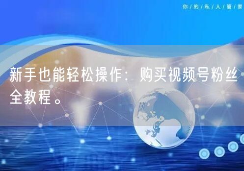 新手也能轻松操作：购买视频号粉丝全教程。
